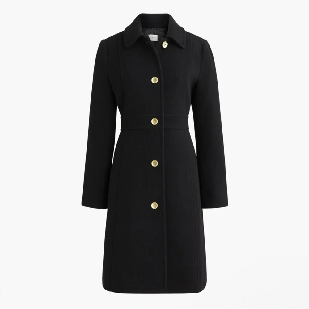 NWOT J. Crew Black Wool-blend lady day coat peacoat size 8 petite - Picture 3 of 7